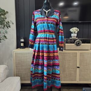 Vintage Aztec Print South Western Style Dress